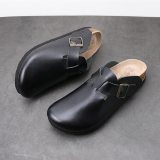 Fashion  Unisex Solid Color Non-slip PU Leather Beach Cork Slippers 2515263