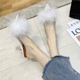 Summer Feather Crystal High Heels Slides 063647