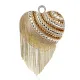 Rhinestone Tassel Evening Clutch bags Heart Shaped Handbag Purse