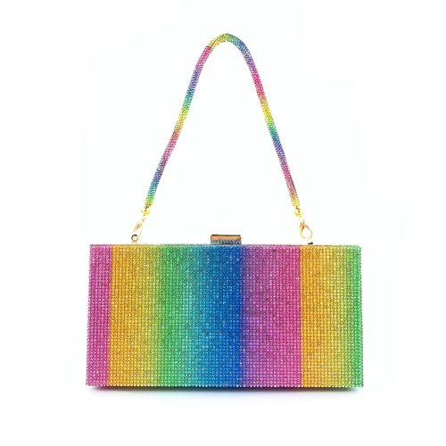 Rainbow Rhinestone Purses Handbags Women Crystal Clutch Evening Bags