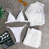 Sexy Bikini 4 Pieces Set  Long Sleeve Mesh Hollow Bikini Swimsuit Swimsuits 1997108