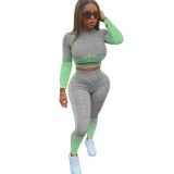 Fitness Women Two Piece Long Sleeve Bodycon Tracksuit Outfits