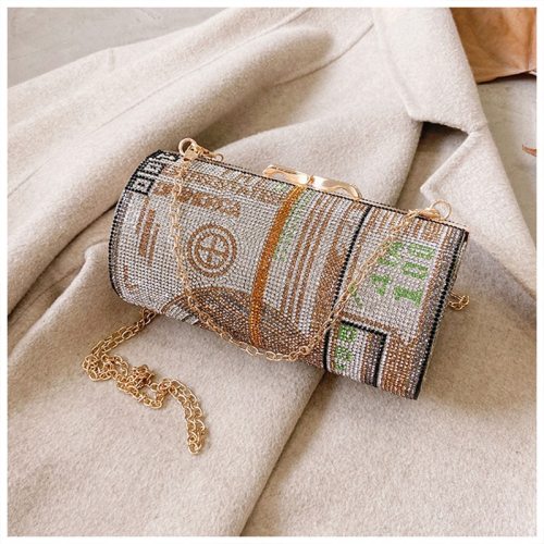 Crystal Diamond painting Evening Clutch Bags  Round small Dollar Purse Handbag chain shoulder bag B342