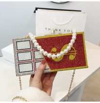 Fashion Rhinestone Pearl Chocolate Dollar Bag Purses