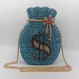 Luxury chain clutch crystal rhinestone money bag purses handbags