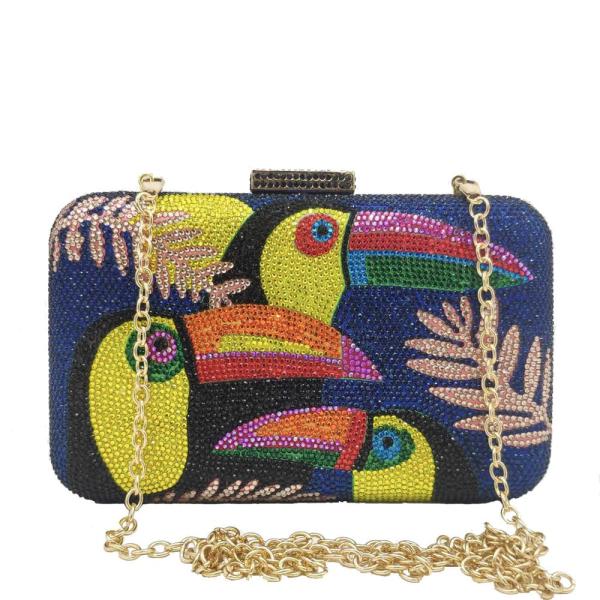 Novelty Toucan Bird Crystal Evening Bags Rhinestones Clutch Party Handbag