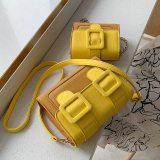 Fashion Simple Contrast color Leather Crossbody Bags Handbag