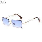 Men Women Summer Rimless Small Rectangle Sunglasses 196677