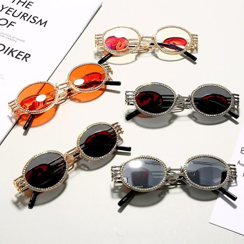 Men Women Diamond Vintage Round Sunglasses