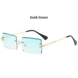 Men Women Summer Rimless Small Rectangle Sunglasses 196677