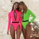 Long Sleeve High Leg Swimsuit  911324