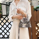 Fashion versatile one-shoulder  snake skin  square bag