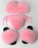 Real Fox Fur Slippers and Fur Bikini 3 pcs