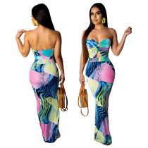 Sexy Digital Printing Fashion One-piece Strapless Chest Wrapped Dress SMR921223