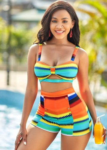 Sexy Striped Rainbow High Waist Push Up Swimsuit Swimsuits PX2074