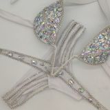 Vacation V collar rhinestone bikini set push up swimsuit swimsuits