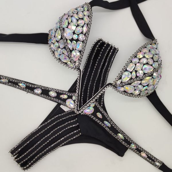 Vacation V collar rhinestone bikini set push up swimsuit swimsuits