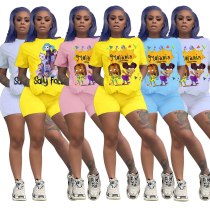 Fashion series cartoon trend casual Shorts Set Bodysuit Bodysuits