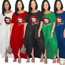 Plus Size Offset Lip Slit Maxi  Dress Dresses H3554