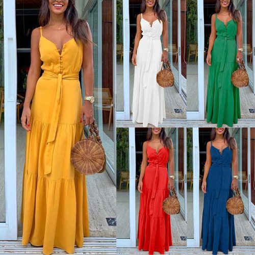 Plus Size Multicolor Boho Sling Cross Back Maxi Dresses FC5410