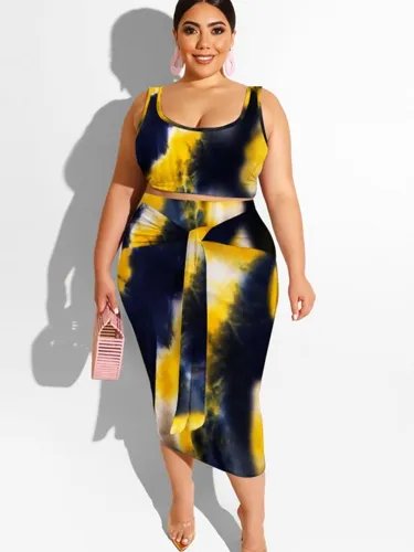 Plus Size Fashion Tie-dye Printing Long Dress Dresses 20778