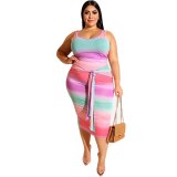 Plus Size  Two Piece Sets Casual Bodycon Dress Dresses 19329