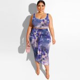 Plus Size Fashion Tie-dye Printing Long Dress Dresses 20778