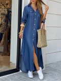 Sexy Boho Turn Down Collar Shirt Dress Dresses  6589