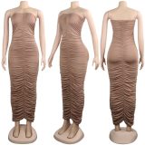 Sexy Pencil Pleated Ankle Length Beach Party Dress Dresses F5033