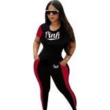 Pink letter print Bodysuit Bodysuits Outfit Outfits M1013