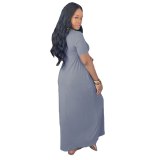 Plus Size Loose Long Pockets Maxi Dress Dresses K8126