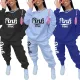Fashion Pink Letter Print Pullover Tracksuit Tracksuits HT6039