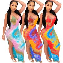 Sexy Tie Dye Print Spaghetti Strap Dress Dresses AL103