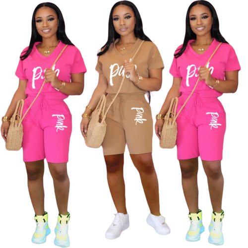 Casual Pink Letter Print Bodysuit Bodysuits Outfit Outfits TK6067