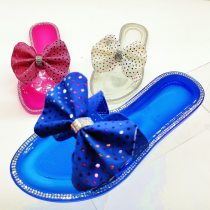 Women Bow Rhinestone Transparent Jelly Slippers Slides