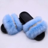 Faux plus diamond anti slip plush fur Slippers Slides Sandals