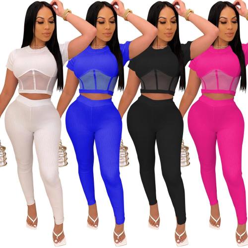 Fashion Ribbed Mesh Bodysuit Bodysuits Outfit Outfits C360617