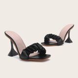 Summer pleated high heels Slippers Slides Sandals