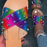 Shoes  Female Fashion Rivets Beach Slippers Slides Sandals