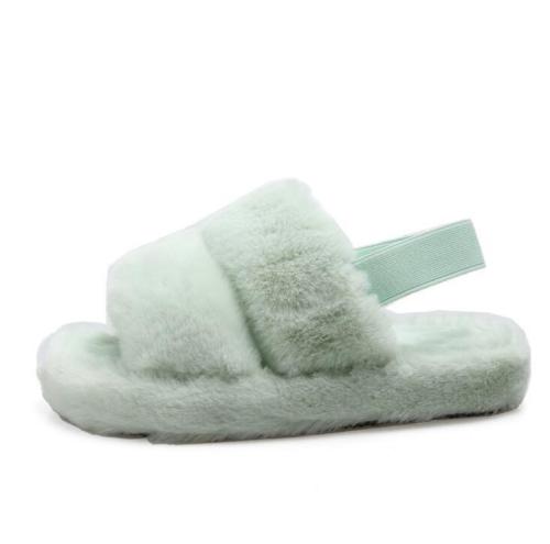 Faux Fur Furry Indoor Strap Slippers Slides Sandals 3420