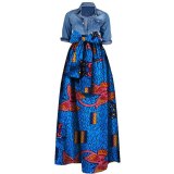 Fashion Print 100% Cotton Long Dress Dresses M-6XL WY1036