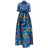 Fashion Print 100% Cotton Long Dress Dresses M-6XL WY1036