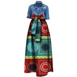 Fashion Print 100% Cotton Long Dress Dresses M-6XL WY1036