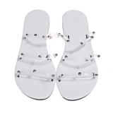 Women three-layer PVC rivet beaded flat non-slip Slippers Slides Sandals