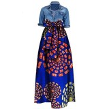 Fashion Print 100% Cotton Long Dress Dresses M-6XL WY1036