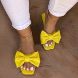 Women Bow knot Casual Solid Non-slip Beach Slippers Slides Sandals  W3037