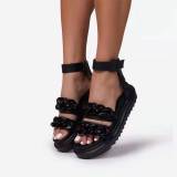 Retro Snake Flat Platform Wedge Casual Buckle Strap Chain Slippers Slides Sandals