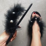 Fashion Furry Flip Flops Flats Jelly Slippers Slides Sandals