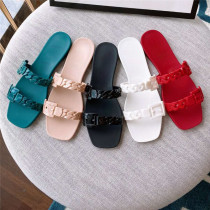 Fashion PVC Chain Flat Beach Slippers Slides Sandals