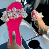 Fashion Pearl Flat Beach Slippers Slides Sandals